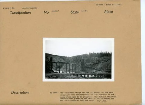 RECORD DATE NOT STATED Temporary bridge and the falsework for the main spa... Foto stock