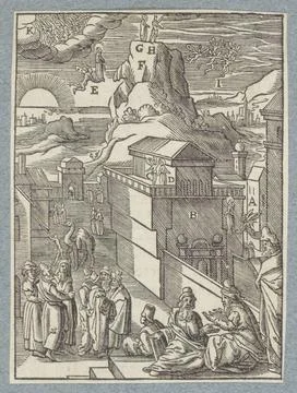 RECORD DATE NOT STATED  Temptation in the desert, 1629 print The devil bri... Stock Photos
