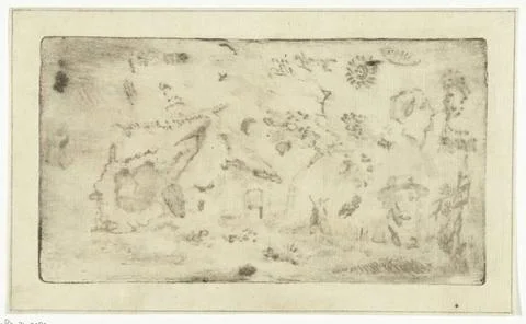 RECORD DATE NOT STATED  Test sheet with Penaquatint , Anthonie van den Bos... Stock Photos