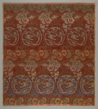 RECORD DATE NOT STATED Textile (Japan); silk, metallic thread, cotton (lin... Stock Photos