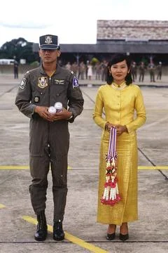 RECORD DATE NOT STATED A Thai pilot and a VIP pose for a photograph during... Stock Photos