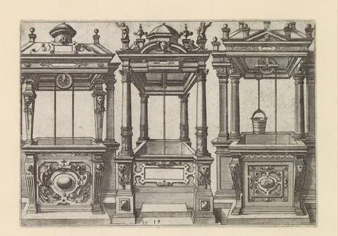 RECORD DATE NOT STATED  Three rectangular wells side by side, Johannes or ... Stockfoto's