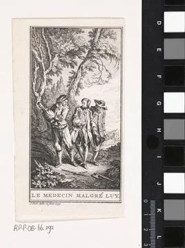 RECORD DATE NOT STATED  Three men in the forest, Jan Punt, 1739 print Thre... Stock Photos