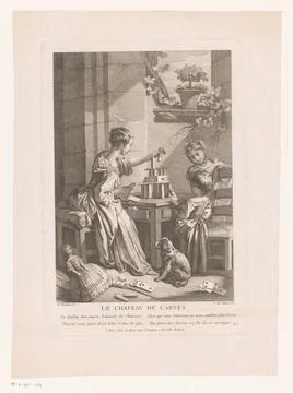 RECORD DATE NOT STATED  Three children Building a house of cards, Jean Mic... Fotos de archivo