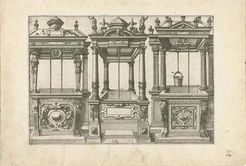 RECORD DATE NOT STATED  Three rectangular wells side by side, Johannes or ... Stockfoto's