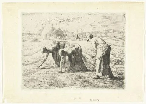 RECORD DATE NOT STATED  Three women read Aren in Akker, Jean Francois Mill... Stock Photos
