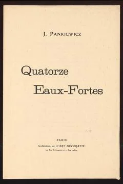 RECORD DATE NOT STATED  Title of the quotarie porter Eaux-Fortes J Pankiew... Stockfoto's