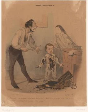 RECORD DATE NOT STATED  Toddler has thrown inkpot over his clothes, HonorÃ.. Stock Photos