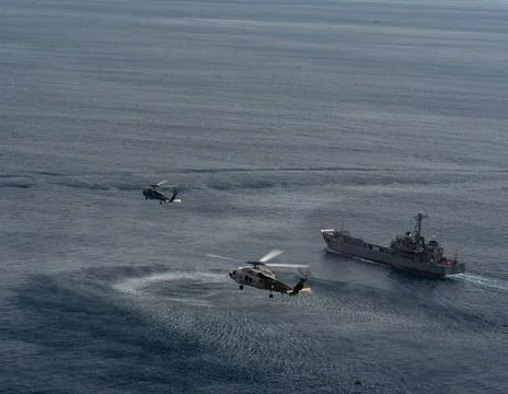 RECORD DATE NOT STATED TOKYO BAY (March 10, 2022) An MH-60R Seahawk, attac... Stock Photos
