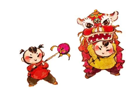 RECORD DATE NOT STATED Traditional Chinese lion dance Beijing China Copyri... Stock Photos