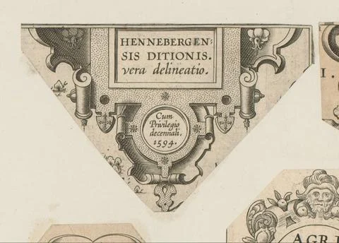 RECORD DATE NOT STATED  Triangular cartouche with roll work, 1594 Triangul... Stock Photos