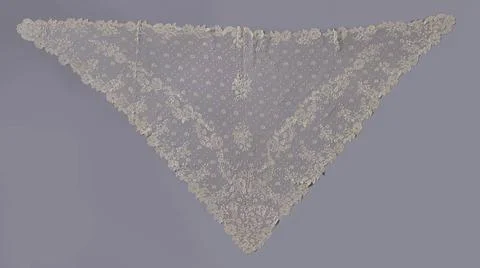 RECORD DATE NOT STATED  Triangular scarf of application side with rose bra... 库存照片