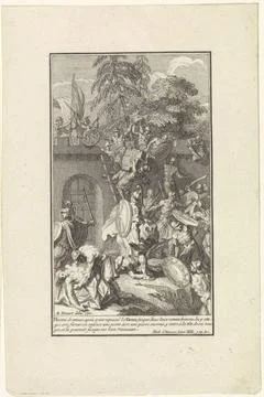 RECORD DATE NOT STATED  Trojans storm the Greek camp, Bernard Picart (work... 스톡 사진
