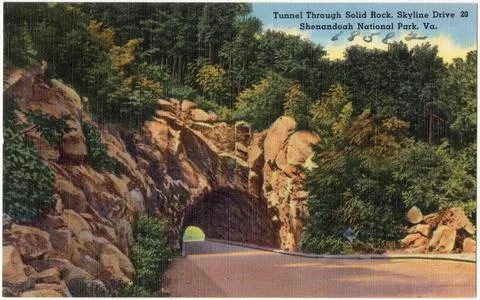RECORD DATE NOT STATED Tunnel through solid rock, Skyline Drive, Shenandoa... Stock Photos