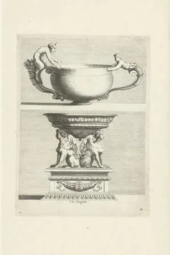 RECORD DATE NOT STATED  Tweak arrives, 1667 print The upper bowl has two d... Stock Photos