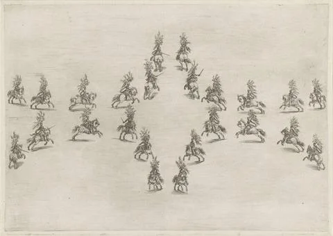 RECORD DATE NOT STATED  Twenty -four riders on horseback in a pattern, Ste... Foto stock