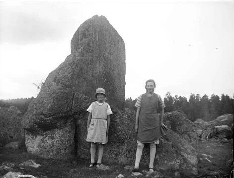 RECORD DATE NOT STATED Two girls at moving blocks in Härvsta, Simtuna pari.. 写真素材