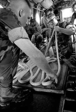 RECORD DATE NOT STATED Two Marines prepare their special patrol insertion ... Stock Photos
