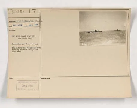 RECORD DATE NOT STATED  Two submarines practice diving at Key West Naval S... 스톡 사진