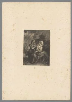 RECORD DATE NOT STATED  Two children with a parrot and a dog, Adolphe Moui... Stock Photos