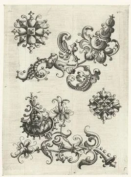 RECORD DATE NOT STATED  Two twigs with flowers and two brooch -shaped patt... 写真素材