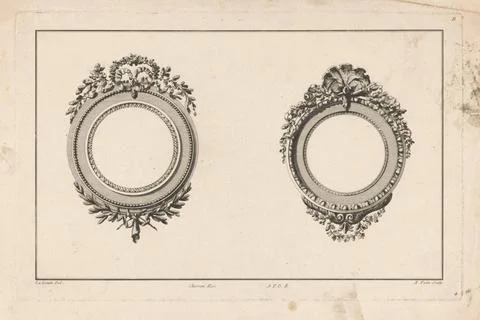 RECORD DATE NOT STATED  Two round frames, Augustin Foin ,, After Richard d... 写真素材