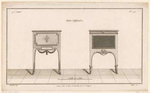 RECORD DATE NOT STATED  Two Chiffonieres with flower pattern, Nicolas Dupi... 스톡 사진