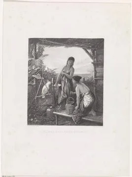 RECORD DATE NOT STATED  Two young Indonesian women in a parrot, Edouard Ta... Stock Photos