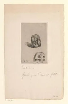 RECORD DATE NOT STATED  Two views of a Netsuke van Gorillas, Philippe Burt... Stock Photos