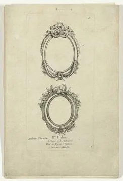 RECORD DATE NOT STATED  Two oval frames, 1768 print Above an oval frame wi... Stock Photos