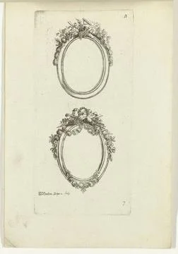 RECORD DATE NOT STATED  Two oval frames, 1768 print The upper frame is dec... Stock Photos