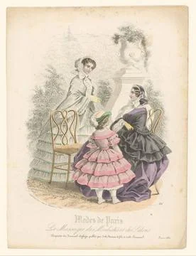 RECORD DATE NOT STATED  Two Women And A Girl In Paris Fashion In A Garden,... Stock-Fotos