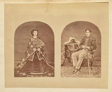 RECORD DATE NOT STATED  Two portraits: the Empress Haruko and Emperor Meij... Stock Photos