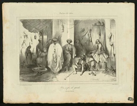 RECORD DATE NOT STATED Un corps de garde, peint par Decamps. HonorÃ Daumie.. Foto stock