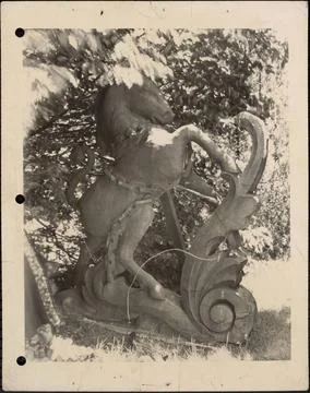 RECORD DATE NOT STATED Unicorn from Old State House , Wood carvings, Unico... Stock Photos