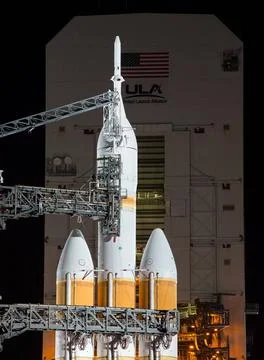 RECORD DATE NOT STATED  A United Launch Alliance Delta IV Heavy rocket wit... Stock Photos