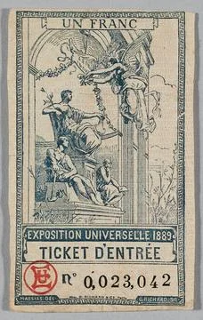 RECORD DATE NOT STATED  Universal Exhibition, Paris, 1889, entry ticket n ... Stock Photos