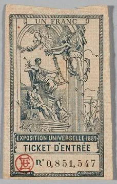 RECORD DATE NOT STATED  Universal Exhibition, Paris, 1889, entry ticket n ... Stock Photos