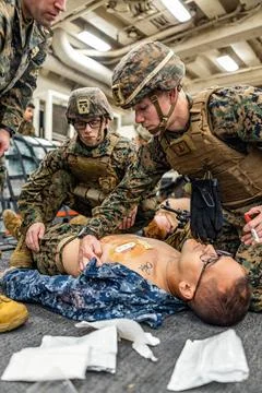 RECORD DATE NOT STATED U.S. Navy Hospital Corpsman 2nd Class Will Jones, r... Stock Photos