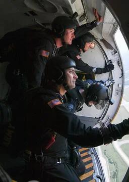 RECORD DATE NOT STATED The U.S. Army Parachute Team, the Golden Knights a.. Stock Photos