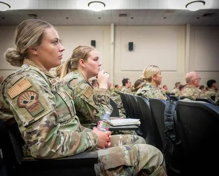 RECORD DATE NOT STATED U.S. Air Force Tech. Sgt. Kassandra Bain, left, 185... Stock Photos