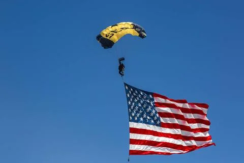 RECORD DATE NOT STATED The U.S. Navy Parachute Team, nicknamed the Leap Fr... Stock Photos