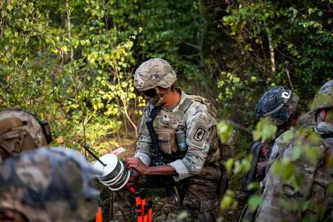 RECORD DATE NOT STATED A U.S. Army paratrooper assigned to 54th Brigade En... Stock Photos