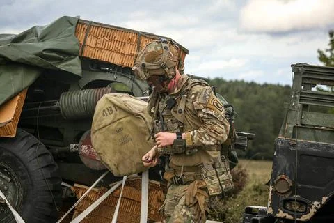 RECORD DATE NOT STATED U.S. Solider Spc. Jacob Luce assigned to Headquarte... Stock Photos