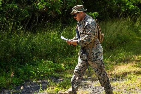 RECORD DATE NOT STATED A U.S. Marine with 3d Marines, 3d Marine Division f... Stock Photos