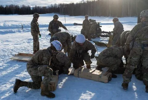RECORD DATE NOT STATED U.S. Army paratroopers assigned to Bravo Battery, 2... Stock Photos