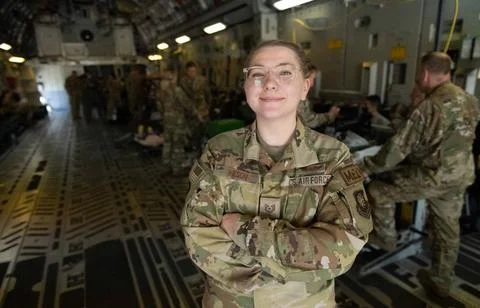 RECORD DATE NOT STATED U.S. Air Force Tech. Sgt. Katherine Wilson, 60th Ae... Stock Photos