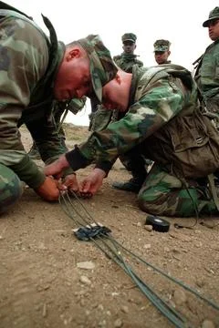 RECORD DATE NOT STATED U.S. Marine explosive ordnance disposal technicians... Stock Photos