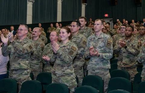 RECORD DATE NOT STATED  U.S. Airmen react to remarks given by retired U.S.... Stock Photos
