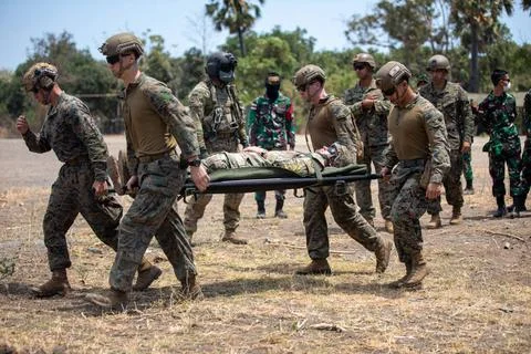 RECORD DATE NOT STATED  U.S. Army Soldiers, Marines, and Indonesian Nation... Stock Photos
